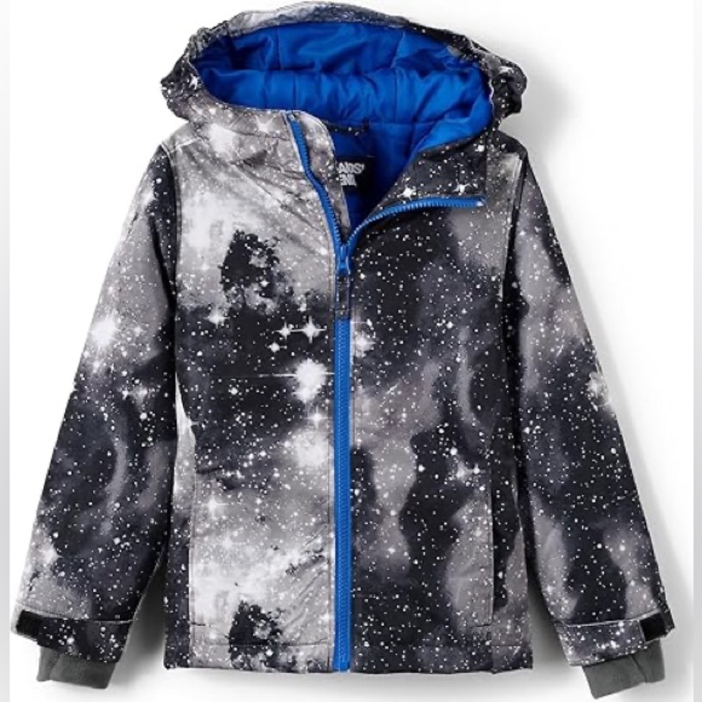 Lands' End Kids Boys Cosmic Black Blue Winter Coat - NWOT